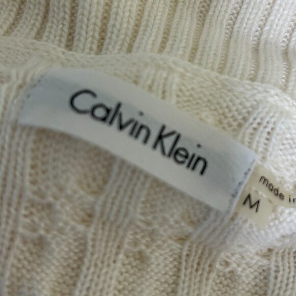 Calvin Klein Cream Cable Knit Long Sleeve Sweater Dress Size M - Picture 5 of 6